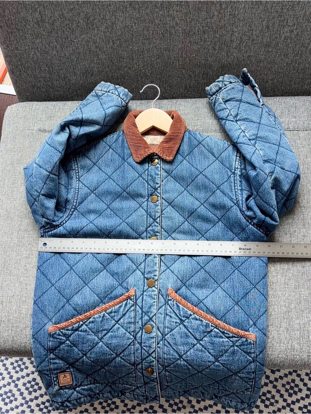 Vintage Lauren Ralph Lauren Quilted Denim Barn Coat Size P Corduroy Chore Lined - Picture 11 of 14